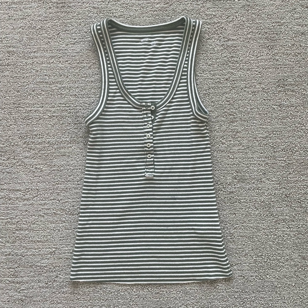 Aerie tank top stripe green white women’s casual lightweight coquette minimalist